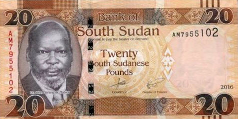 P13b South Sudan 20 pounds Year 2016